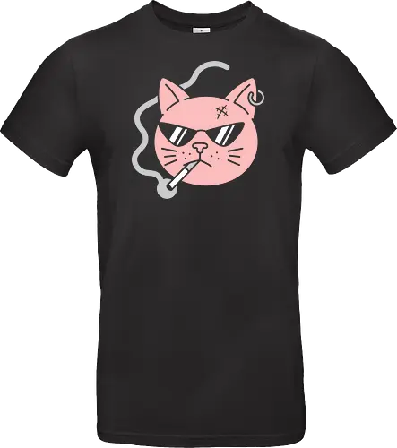 The Badass Kitty - badass cat shirt, pink rebel kitty tee, smoking cat graphic, edgy animal streetwear, pastel goth apparel, cool cat sunglasses design, minimalist alternative fashion, punk rock feline merch, funny indie graphic tee, tough alley cat clothing - Standard T-Shirt