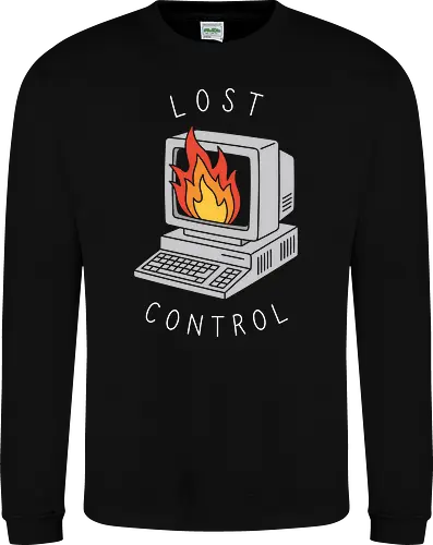 System Failure: The Burning Monitor - retro computer shirt, burning monitor graphic tee, 90s tech streetwear, tech burnout apparel, vaporwave aesthetic clothing, lost control design, IT support humor shirt, vintage PC merch, minimalist cyber fashion, edgy internet aesthetic tee - Sweatshirt