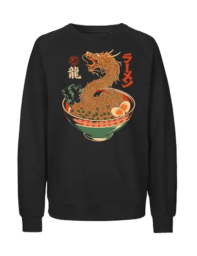 Dragon Ramen - cuisine, fantasy, kawaii, anime, manga, geek, popculture, oriental, bowl, illustration, culinary, dragon, ramen, noodles, japan, japanese, asian, mythology, food, foodie - Fairtrade Sweatshirt