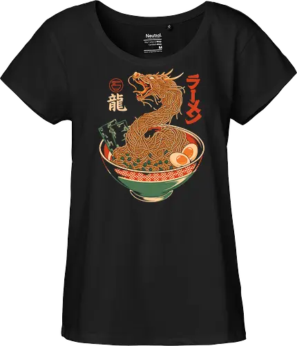 Dragon Ramen - cuisine, fantasy, kawaii, anime, manga, geek, popculture, oriental, bowl, illustration, culinary, dragon, ramen, noodles, japan, japanese, asian, mythology, food, foodie - Fairtrade Girl Shirt