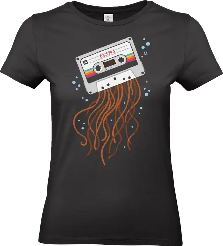 Cassette Jellyfish: Retro Tape Tangled - cassette tape shirt, retro music graphic tee, vintage jellyfish apparel, 80s nostalgia streetwear, unspooled audio tape design, aesthetic music clothing, quirky marine life tee, hipster graphic fashion, surreal art shirt, old school tech merch - Standard T-Shirt (Women)