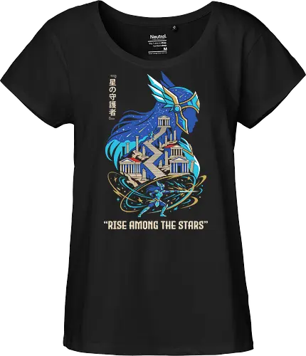 Rise Among the Stars: The Pegasus Goddess - Athena goddess apparel, retro 80s anime streetwear, Greek mythology anime clothing, nostalgic shonen manga tee, Japanese text anime shirt, epic magical battle design, aesthetic otaku fashion, Pegasus graphic tee - Fairtrade Girl Shirt