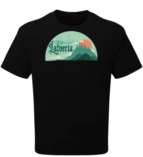 Visit Latveria  - geek, 80s, 90s, castle, comic, doom, kingdom, landscape, latveria, medieval, nerd, nostalgia, retro, travel, villain - Oversize T-Shirt