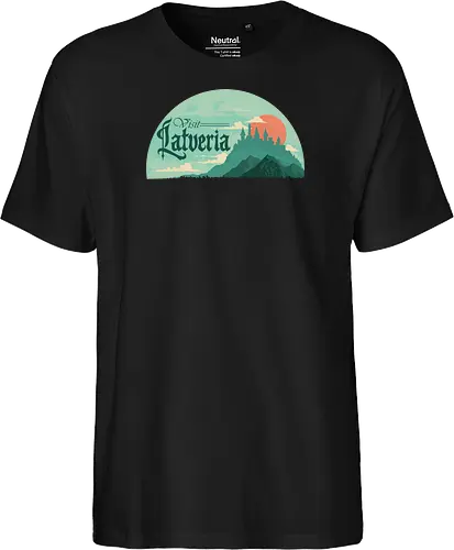 Visit Latveria  - geek, 80s, 90s, castle, comic, doom, kingdom, landscape, latveria, medieval, nerd, nostalgia, retro, travel, villain - Fairtrade T-Shirt
