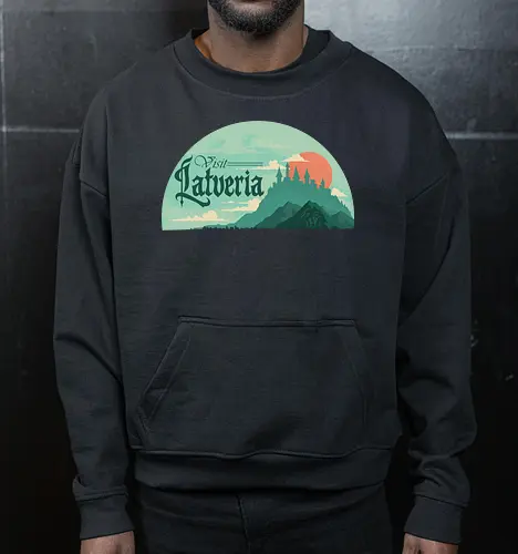 Visit Latveria  - geek, 80s, 90s, castle, comic, doom, kingdom, landscape, latveria, medieval, nerd, nostalgia, retro, travel, villain - Cropped Sweatshirt