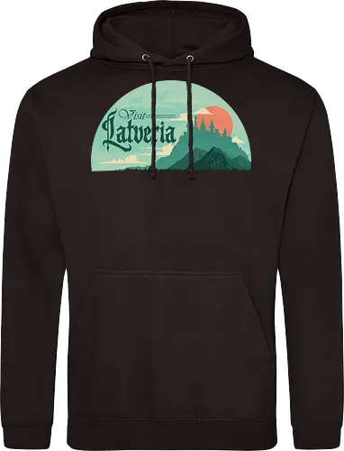 Visit Latveria  - geek, 80s, 90s, castle, comic, doom, kingdom, landscape, latveria, medieval, nerd, nostalgia, retro, travel, villain - Standard Hoodie