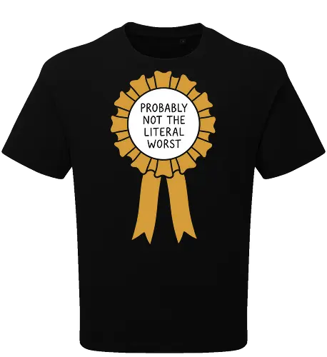 The Gold Standard: Blank Award Ribbon - blank award ribbon shirt, gold rosette graphic tee, minimalist winner apparel, funny participation award clothing, ironic graphic streetwear, subtle aesthetic tee, simple gold ribbon design, everyday champion merch, blank canvas graphic shirt, self love aesthetic fashion - Oversize T-Shirt