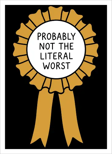 The Gold Standard: Blank Award Ribbon - blank award ribbon shirt, gold rosette graphic tee, minimalist winner apparel, funny participation award clothing, ironic graphic streetwear, subtle aesthetic tee, simple gold ribbon design, everyday champion merch, blank canvas graphic shirt, self love aesthetic fashion - Artprint