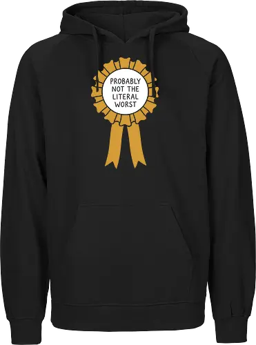 The Gold Standard: Blank Award Ribbon - blank award ribbon shirt, gold rosette graphic tee, minimalist winner apparel, funny participation award clothing, ironic graphic streetwear, subtle aesthetic tee, simple gold ribbon design, everyday champion merch, blank canvas graphic shirt, self love aesthetic fashion - Fairtrade Hoodie