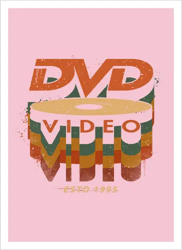 DVD Video 95 - Physical media, real media, dvd, cd, blu ray, digital code, real games, own game, own the game, 90s, 1995, gaming, gamergate - Artprint