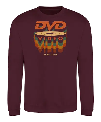 DVD Video 95 - Physical media, real media, dvd, cd, blu ray, digital code, real games, own game, own the game, 90s, 1995, gaming, gamergate - Sweatshirt