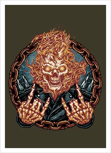Rider from Hell - Comic, comics, comic book, antihero, movie, film, character, motorcyclist, Paranormal - Artprint