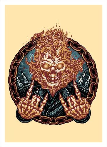 Rider from Hell - Comic, comics, comic book, antihero, movie, film, character, motorcyclist, Paranormal - Artprint