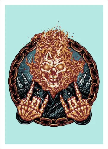Rider from Hell - Comic, comics, comic book, antihero, movie, film, character, motorcyclist, Paranormal - Artprint