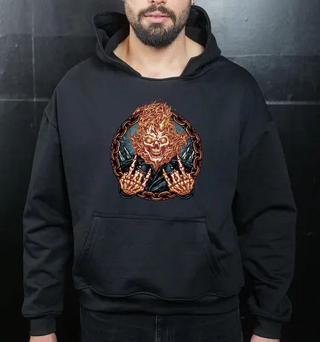 Rider from Hell - Comic, comics, comic book, antihero, movie, film, character, motorcyclist, Paranormal - Cropped Hoodie
