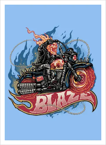 Blazing Skull - Comic, comics, comic book, antihero, movie, film, character, motorcyclist, Paranormal - Artprint