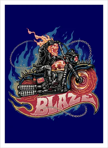 Blazing Skull - Comic, comics, comic book, antihero, movie, film, character, motorcyclist, Paranormal - Artprint