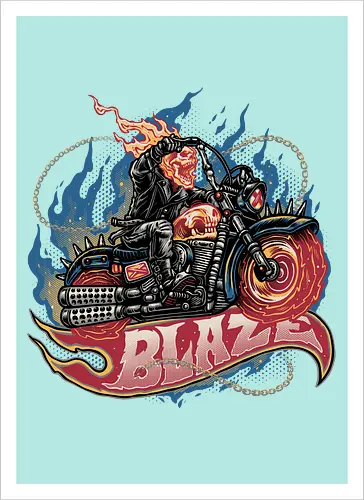 Blazing Skull - Comic, comics, comic book, antihero, movie, film, character, motorcyclist, Paranormal - Artprint