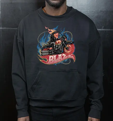 Blazing Skull - Comic, comics, comic book, antihero, movie, film, character, motorcyclist, Paranormal - Cropped Sweatshirt