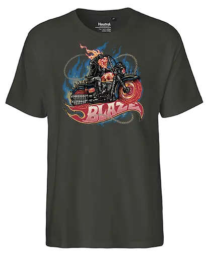 Blazing Skull - Comic, comics, comic book, antihero, movie, film, character, motorcyclist, Paranormal - Fairtrade T-Shirt