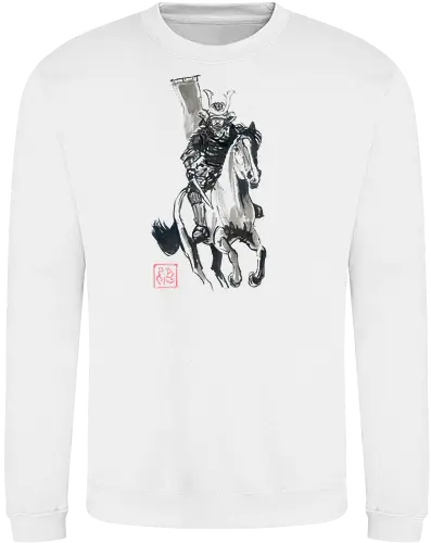 riding samurai flag - samurai, sumie, japan, horse - Sweatshirt