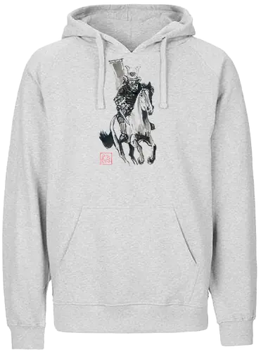 riding samurai flag - samurai, sumie, japan, horse - Fairtrade Hoodie