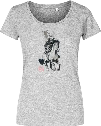 riding samurai flag - samurai, sumie, japan, horse - Women T-Shirt
