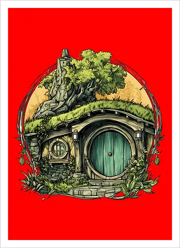 The Shire - lotr, hobbit, middle earth, bilbo, frodo baggins, Pen and Paper, green door, Wizard, fantasy novel, ttrpg gift, one ring, dark lord, sauron - Artprint