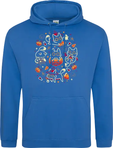 Halloween Kitten Party - black cats, halloween, spooky cute, kitten, magical, witchy, witchcraft, pumpkin, skulls, spooky season, ghost, autumn vibes, kawaii, cat lover, vampire - Standard Hoodie