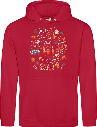 Halloween Kitten Party - black cats, halloween, spooky cute, kitten, magical, witchy, witchcraft, pumpkin, skulls, spooky season, ghost, autumn vibes, kawaii, cat lover, vampire - Standard Hoodie