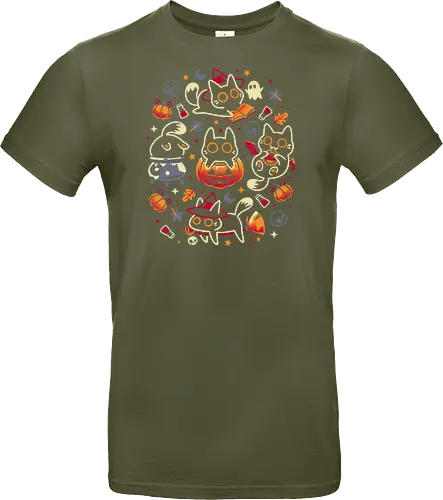 Halloween Kitten Party - black cats, halloween, spooky cute, kitten, magical, witchy, witchcraft, pumpkin, skulls, spooky season, ghost, autumn vibes, kawaii, cat lover, vampire - Standard T-Shirt