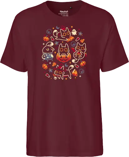 Halloween Kitten Party - black cats, halloween, spooky cute, kitten, magical, witchy, witchcraft, pumpkin, skulls, spooky season, ghost, autumn vibes, kawaii, cat lover, vampire - Fairtrade T-Shirt
