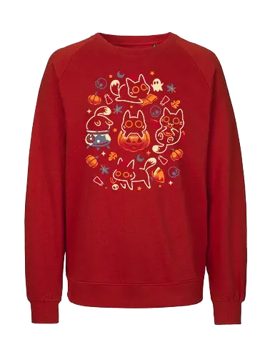 Halloween Kitten Party - black cats, halloween, spooky cute, kitten, magical, witchy, witchcraft, pumpkin, skulls, spooky season, ghost, autumn vibes, kawaii, cat lover, vampire - Fairtrade Sweatshirt