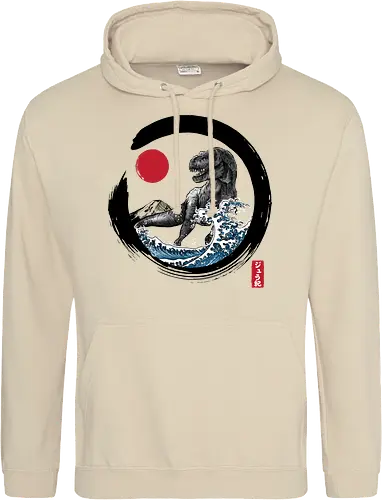 Enso R-Rex - japan, japanese art, sumi e, t- rex, great wave off kanagawa, animals, nature, dinosaurs, action movies, jurassic - Standard Hoodie