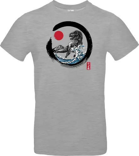 Enso R-Rex - japan, japanese art, sumi e, t- rex, great wave off kanagawa, animals, nature, dinosaurs, action movies, jurassic - Standard T-Shirt