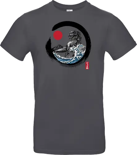 Enso R-Rex - japan, japanese art, sumi e, t- rex, great wave off kanagawa, animals, nature, dinosaurs, action movies, jurassic - Standard T-Shirt