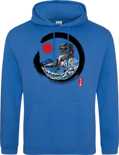 Enso R-Rex - japan, japanese art, sumi e, t- rex, great wave off kanagawa, animals, nature, dinosaurs, action movies, jurassic - Standard Hoodie