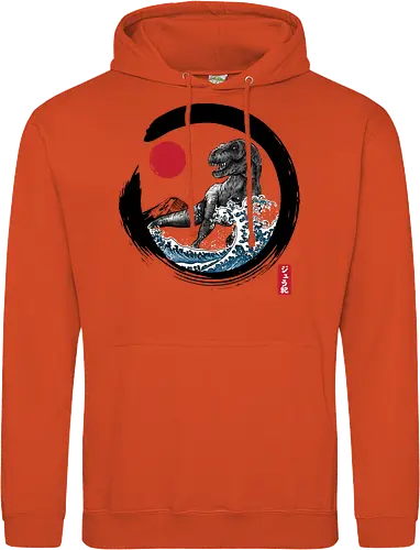 Enso R-Rex - japan, japanese art, sumi e, t- rex, great wave off kanagawa, animals, nature, dinosaurs, action movies, jurassic - Standard Hoodie