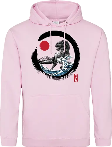Enso R-Rex - japan, japanese art, sumi e, t- rex, great wave off kanagawa, animals, nature, dinosaurs, action movies, jurassic - Standard Hoodie