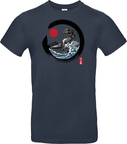 Enso R-Rex - japan, japanese art, sumi e, t- rex, great wave off kanagawa, animals, nature, dinosaurs, action movies, jurassic - Standard T-Shirt