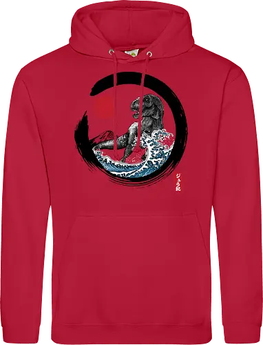 Enso R-Rex - japan, japanese art, sumi e, t- rex, great wave off kanagawa, animals, nature, dinosaurs, action movies, jurassic - Standard Hoodie