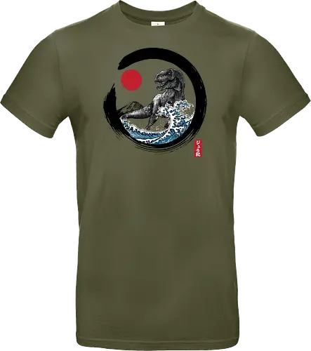 Enso R-Rex - japan, japanese art, sumi e, t- rex, great wave off kanagawa, animals, nature, dinosaurs, action movies, jurassic - Standard T-Shirt