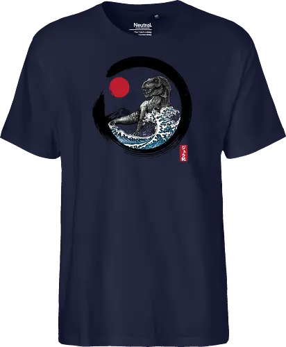 Enso R-Rex - japan, japanese art, sumi e, t- rex, great wave off kanagawa, animals, nature, dinosaurs, action movies, jurassic - Fairtrade T-Shirt