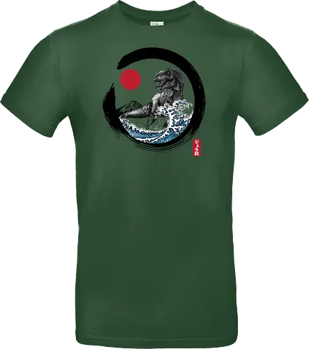 Enso R-Rex - japan, japanese art, sumi e, t- rex, great wave off kanagawa, animals, nature, dinosaurs, action movies, jurassic - Standard T-Shirt