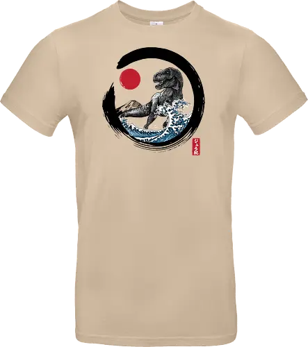 Enso R-Rex - japan, japanese art, sumi e, t- rex, great wave off kanagawa, animals, nature, dinosaurs, action movies, jurassic - Standard T-Shirt