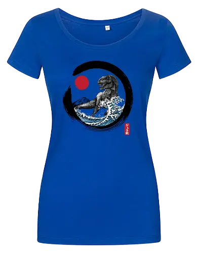 Enso R-Rex - japan, japanese art, sumi e, t- rex, great wave off kanagawa, animals, nature, dinosaurs, action movies, jurassic - Women T-Shirt
