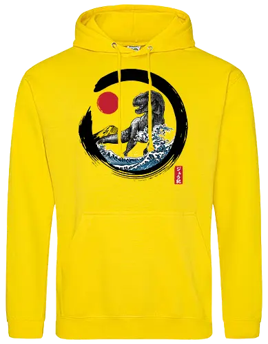 Enso R-Rex - japan, japanese art, sumi e, t- rex, great wave off kanagawa, animals, nature, dinosaurs, action movies, jurassic - Standard Hoodie