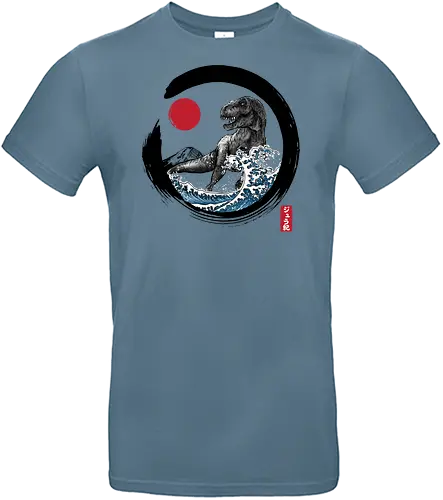 Enso R-Rex - japan, japanese art, sumi e, t- rex, great wave off kanagawa, animals, nature, dinosaurs, action movies, jurassic - Standard T-Shirt