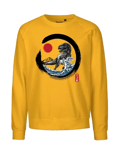 Enso R-Rex - japan, japanese art, sumi e, t- rex, great wave off kanagawa, animals, nature, dinosaurs, action movies, jurassic - Fairtrade Sweatshirt