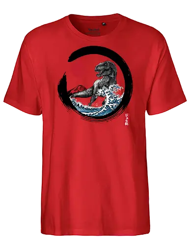 Enso R-Rex - japan, japanese art, sumi e, t- rex, great wave off kanagawa, animals, nature, dinosaurs, action movies, jurassic - Fairtrade T-Shirt